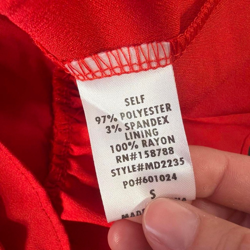 MABLE Red Ruched Mini Dress – Size Small - Picture 6 of 6